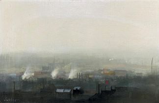 Janet Ledger (b.1931) - 'Rooftops - Salford', signed, titled and dated 1978 verso, oil on board,