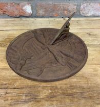 Vintage cast iron dragonfly garden sundial, D 26cm