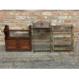 Victorian mahogany hanging wall shelf together with two wall racks (3)