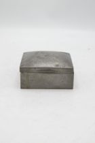 Archibald Knox for Liberty & Co of London - Tudric pewter cigarette box, cedar lined interior, 5cm