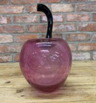 Large vintage purple Murano glass apple ornament, H 26cm
