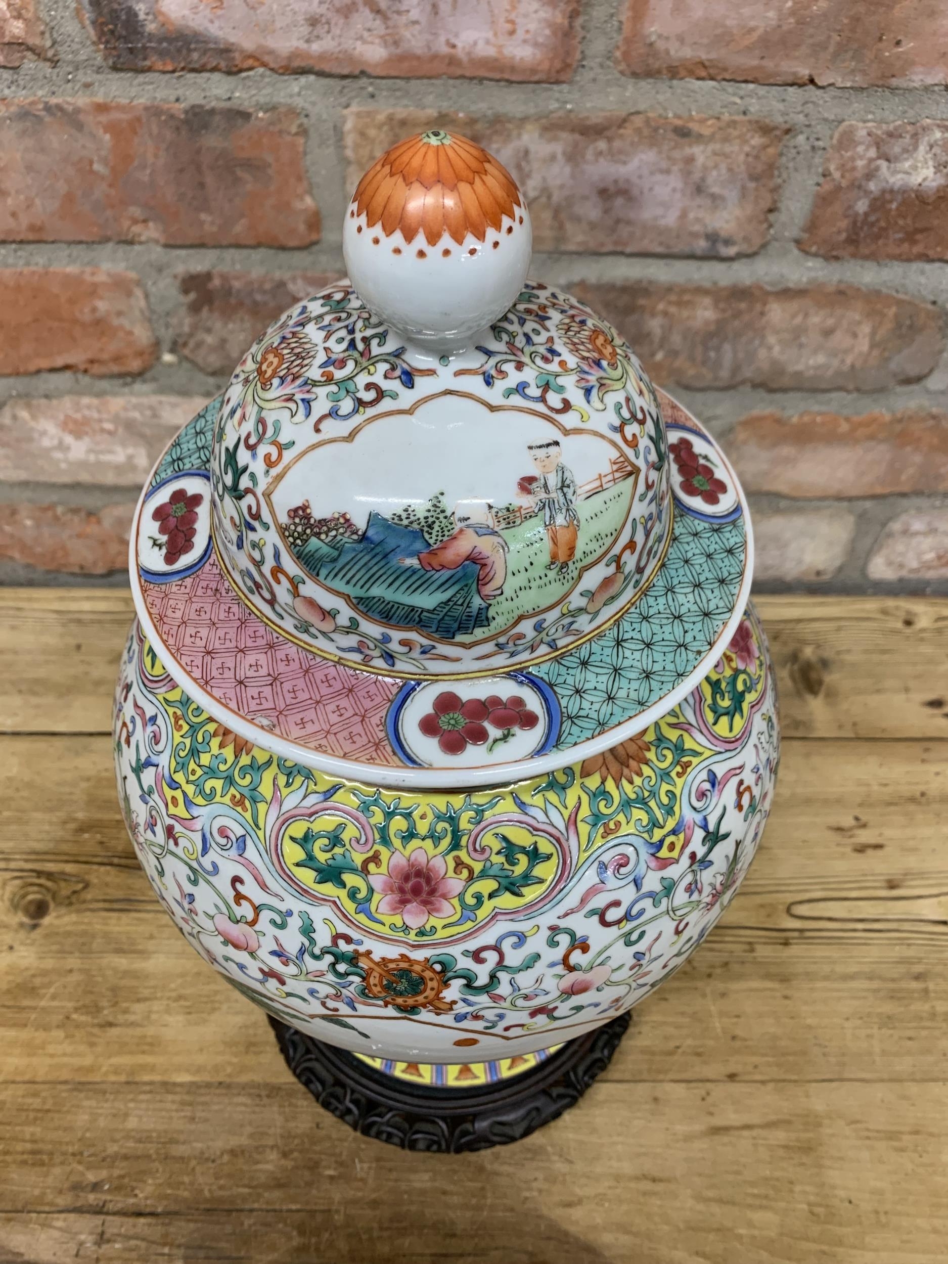 Large Chinese Republic period enamelled paint porcelain baluster vase, scenic central panel scene - Image 2 of 4