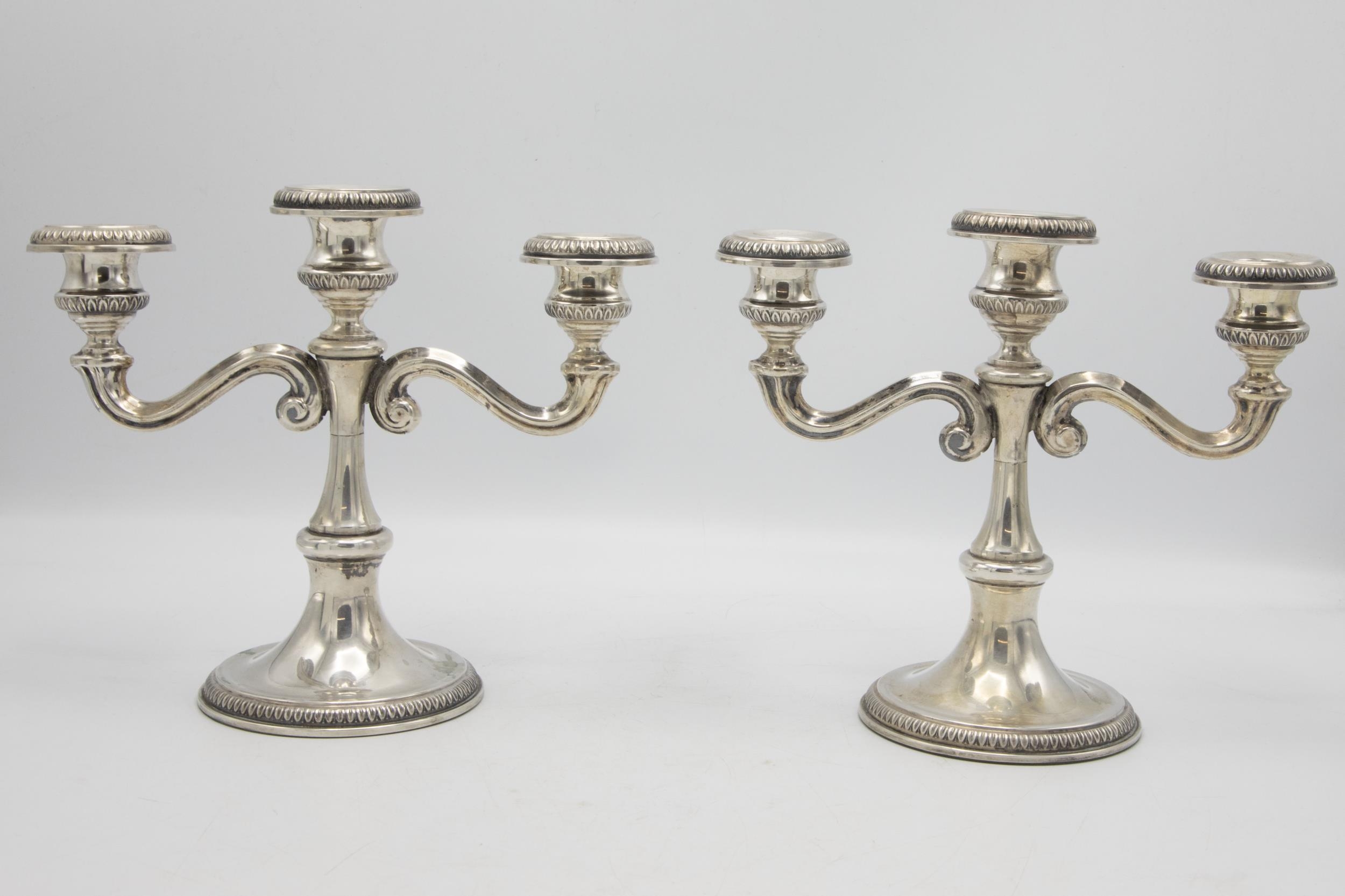 Pair of continental 800 silver twin branch candelabra, 19 x 22cm, 28oz gross - Image 2 of 3