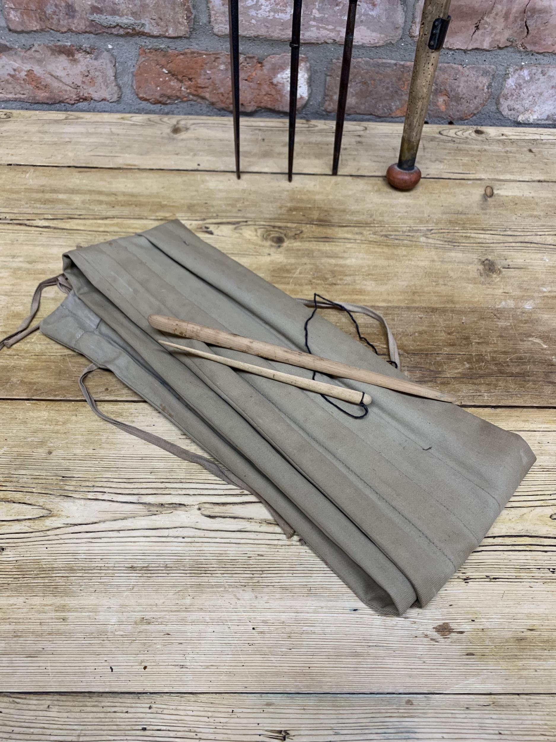 Unusual early split cane spliced fishing rod, in a Playfair of Aberdeen bag - Image 3 of 3