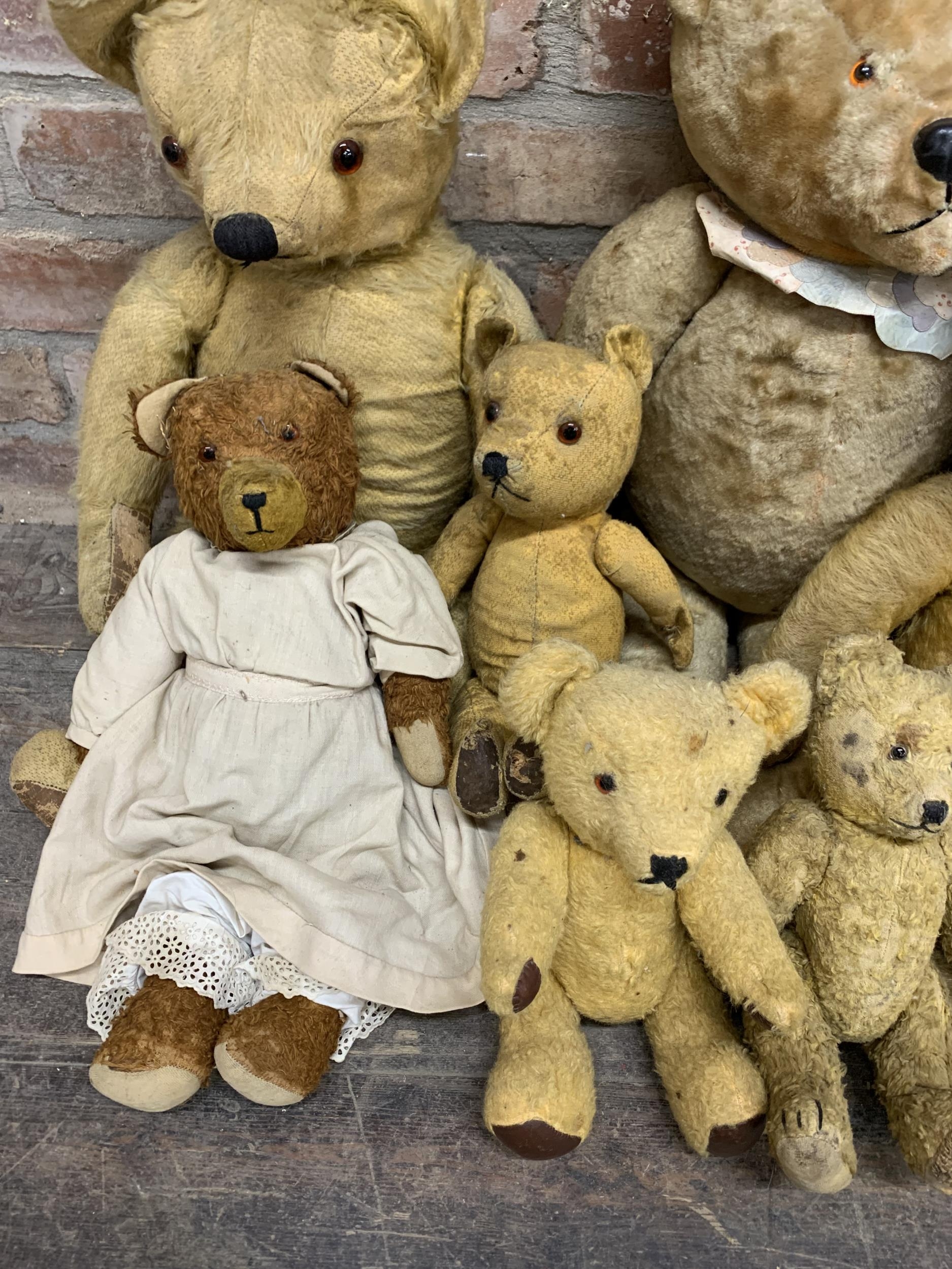 Quantity of antique and vintage mohair straw filled teddy bears, Largest 75cm, some AF (10) - Image 2 of 5