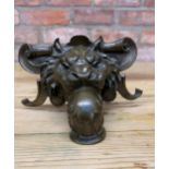 Exceptional quality antique Italian Grand Tour bronze lion head fountain tap, H 8cm x W 15cm