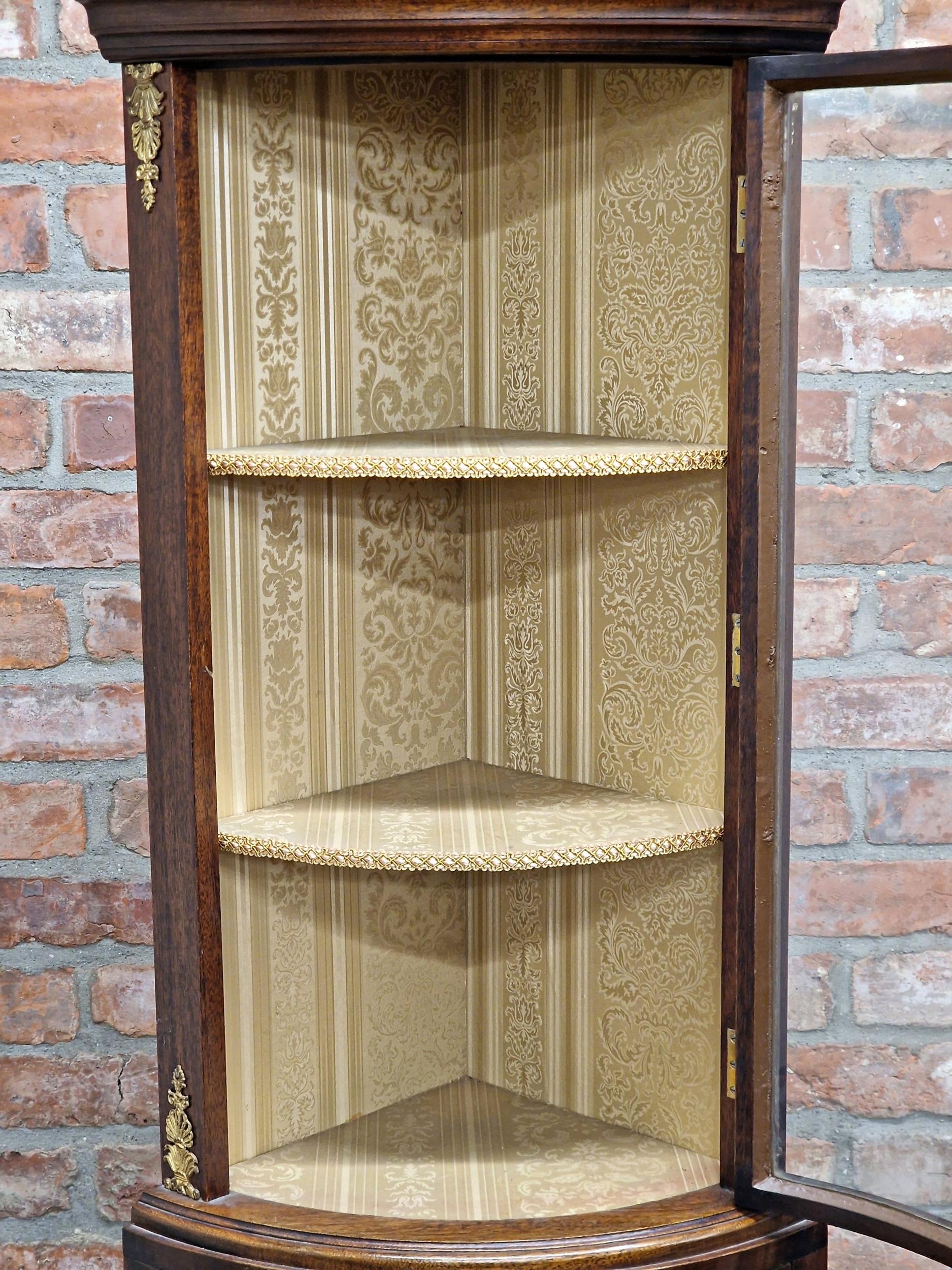 Mahogany bow front corner display cabinet, H 172cm - Image 2 of 2