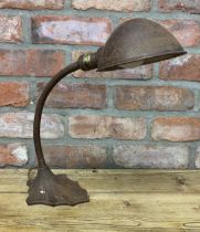 Art Deco Industrial goose neck table lamp, H 43cm