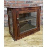 Antique painted pine meat safe with panelled glass finish and shelf interior, original key, W 63cm x