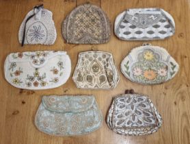 Collection of eight vintage eveing purses with beaded designs (8)