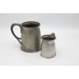Archibald Knox for Liberty & Co of London - two Tudric pewter tankards model 066, 13cm and 9cm