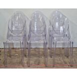 Set of six clear polycarbonate 'Ghost' chairs in the style of Philippe Starck, H 83cm (6)