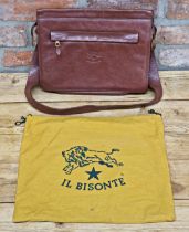 Vintage Il Bisonte brown leather carry bag with original dust bag, 32cm X 24cm