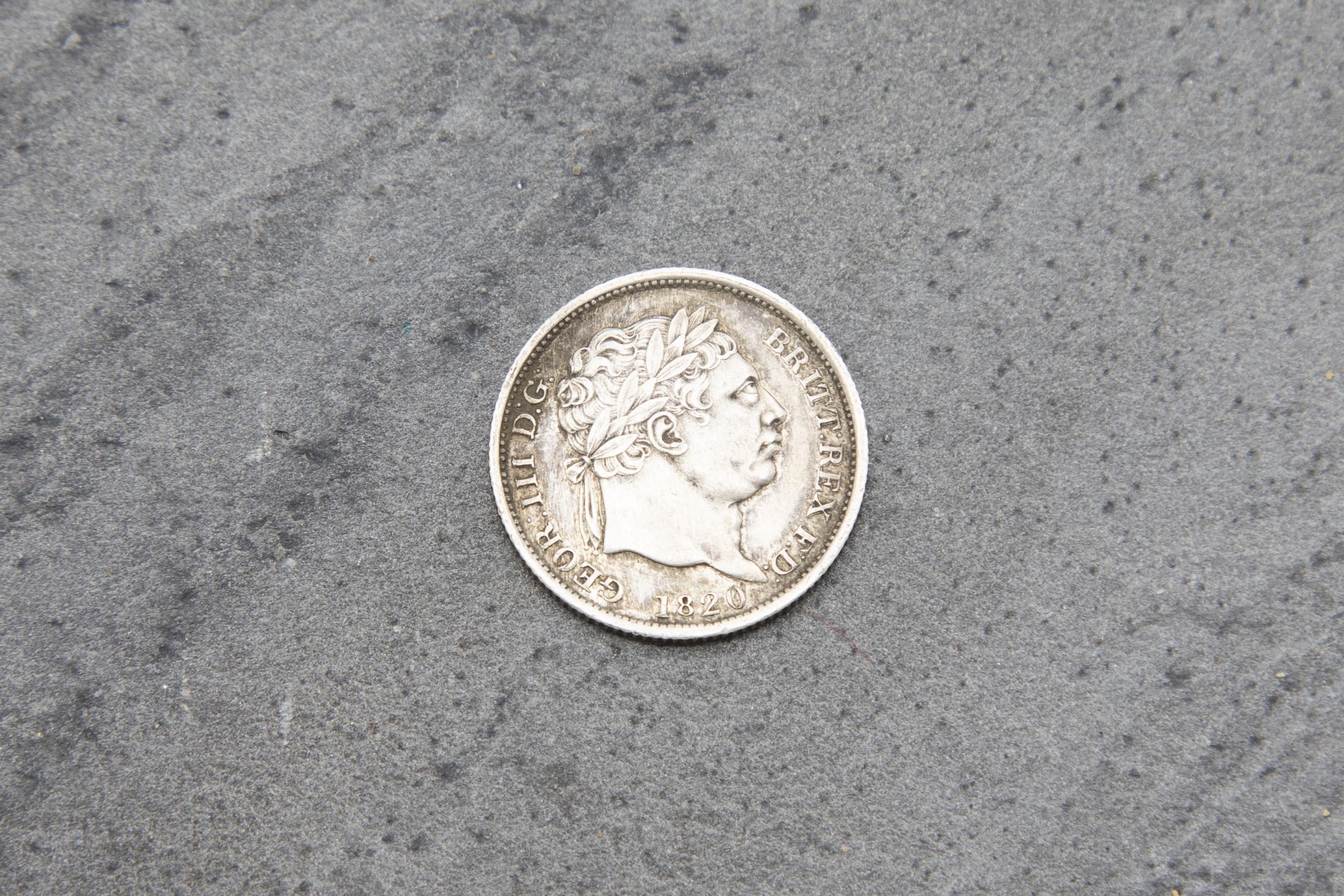 George III silver 1820 shilling coin