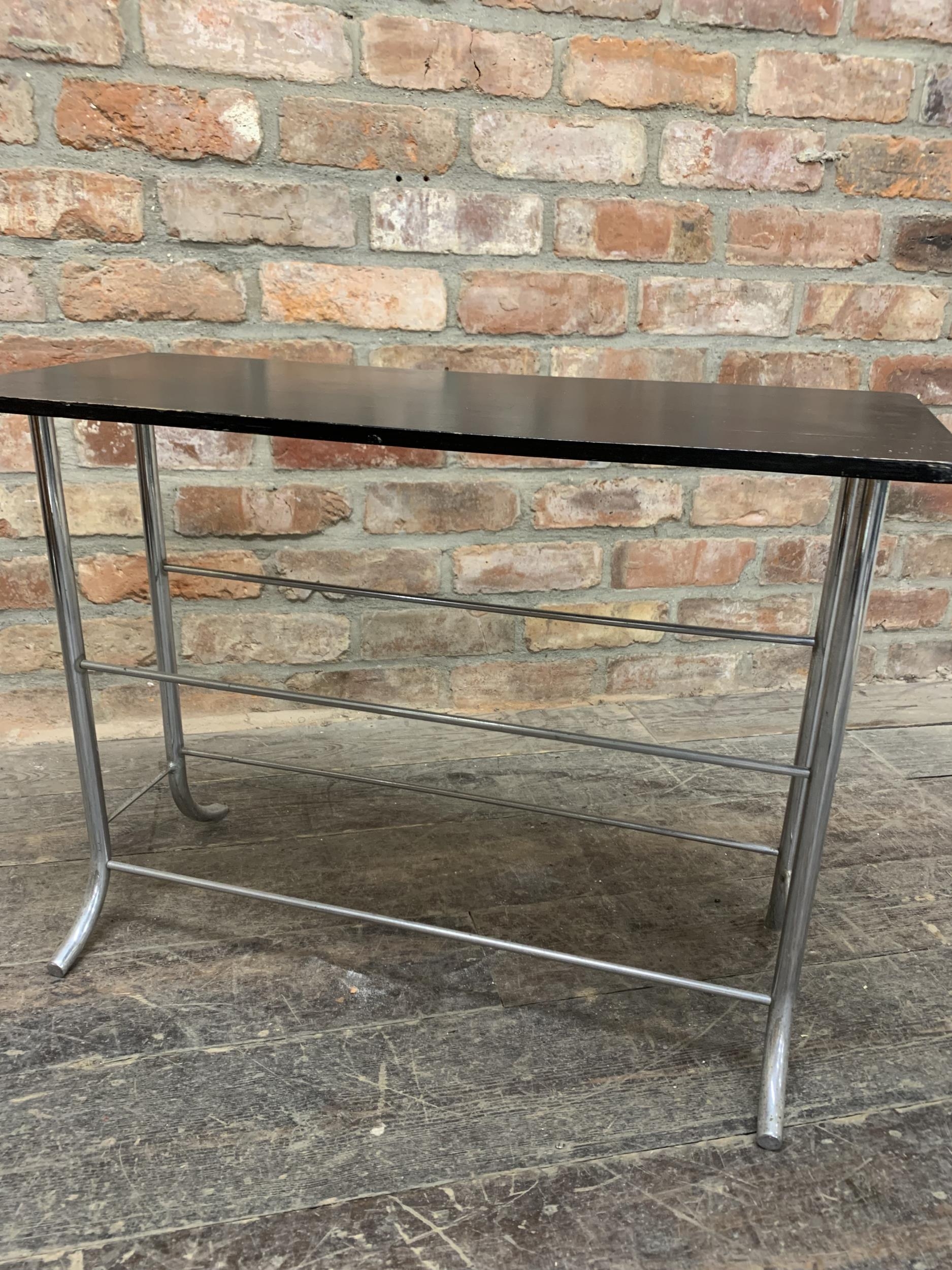 Art Deco side table, chrome base and ebonised top, H 53cm x W 71cm - Image 3 of 3