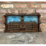 Antique American Folk Art scratch built school house wall hang display, H 30cm x 65cm