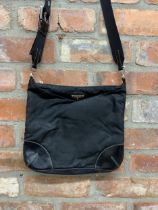 Prada - small black nylon messenger bag wit leather trim, zip fastening and dust bag