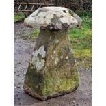 Weathered natural stone staddlestone, H 80cm x 50cm diameter