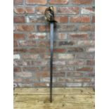 19th century French heavy cavalry cuirassier sword, double fullered blade, stamped 79 1 1284, 94cm