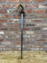 19th century French heavy cavalry cuirassier sword, double fullered blade, stamped 79 1 1284, 94cm