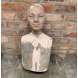 Antique shop display head & torso mannequin, H 60cm