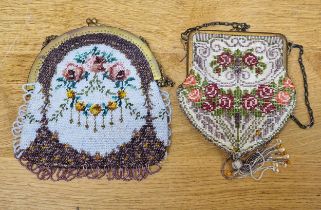 Early 20th century beaded evening purse together with one other with tasseled detail (2)
