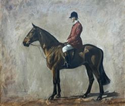 David Burton (20th century) - Huntsman on horseback, signed and date '71, oil on canvas, 50 x 60cm
