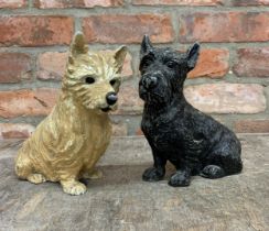 Cast metal Scottie Terrier and West Highland Terrier dogs, H 19cm (2)