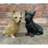 Cast metal Scottie Terrier and West Highland Terrier dogs, H 19cm (2)