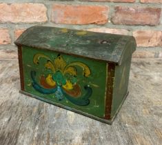 19th century Scandinavian apprentice domed marriage chest painted with floral bouquets, original
