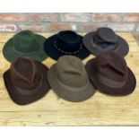 Six assorted hats to include examples by Herbert Johnson, New Bond St, Lock & Co, Barbour etc (6)