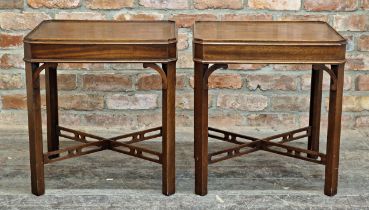 Pair of Chippendale style mahogany silver tables, H 56cm x W 52cm x D 43cm (2)