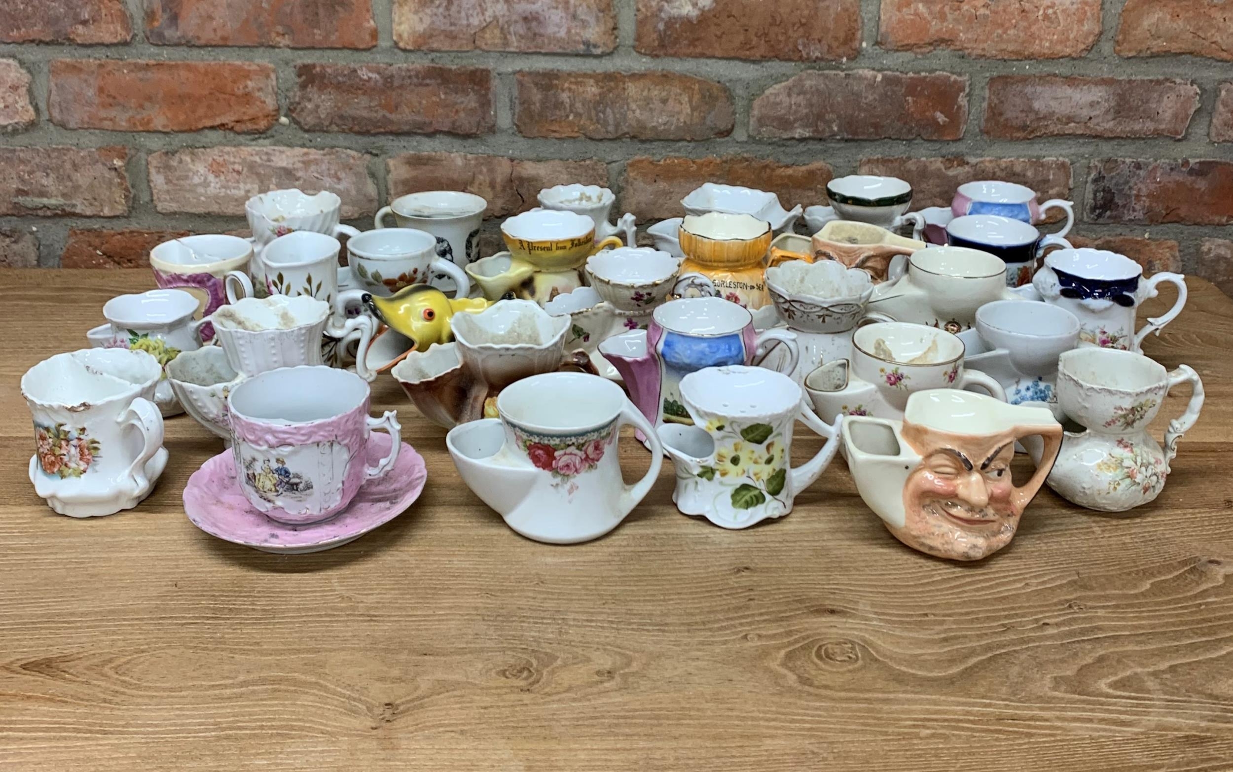 Large collection of antique ceramic shaving mugs (30)