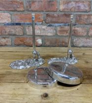 Pair of silver plated 'Little Bo-Peep' nursery rhyme dinner gongs by Benetfink & Co, gongs not