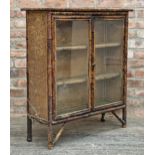 Victorian Aesthetic Movement bamboo and rattan glazed display cabinet with twin glazed panel doors