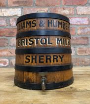 Hand painted wooden sherry barrel for Williams & Humbert's 'Bristol Milk Sherry', banded finish with