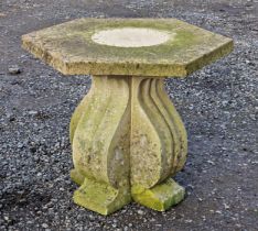 Reconstituted stone garden table with hexagonal top, H 47cm x W 59cm