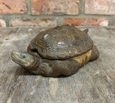 Ornate ceramic turtle trinket box with removable shell lid, H 8cm x L 20cm