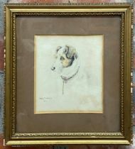 Lesley Matthews (20th century) - bust portrait of a terrier, signed and dated 1914, watercolour,