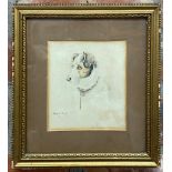 Lesley Matthews (20th century) - bust portrait of a terrier, signed and dated 1914, watercolour,