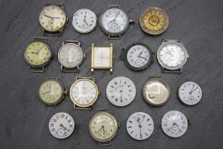 Collection of watch heads to include Borgel trench and silver examples (18)