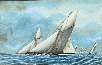J* Latimer (19th century) - Sailing on choppy water, signed and dated 1883, watercolour, 17 x
