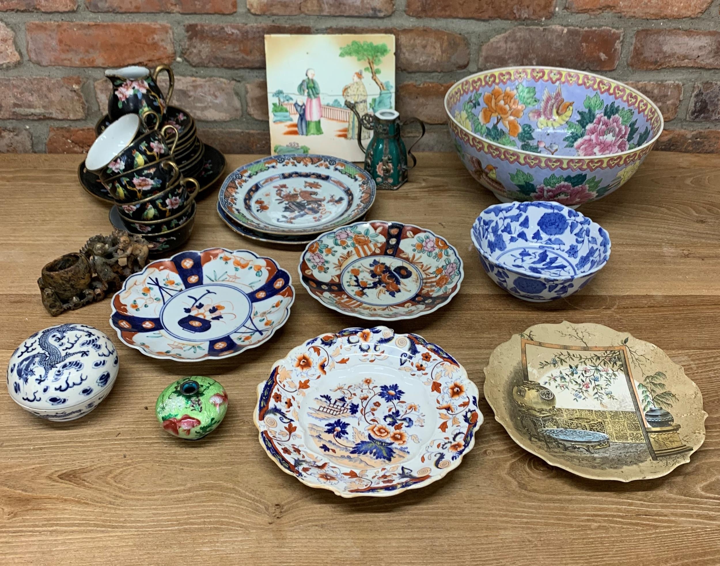 Large assortment of antique Chinese ceramics and metal ware collectables (31)