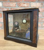 Victorian scratch built nodding vicar and wife diorama in wooden case, H 28cm x W 32cm x D 19cm