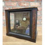 Victorian scratch built nodding vicar and wife diorama in wooden case, H 28cm x W 32cm x D 19cm