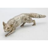 Well observed cast silver prowling fox, Sheffield 1993, 24cm long, 24oz approx