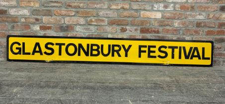 Large Glastonbury Festival road sign, 235cm x 30cm