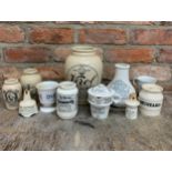 Quantity of antique creamware ceramics to include Vitol jars, OXO cups, improved inhalers and