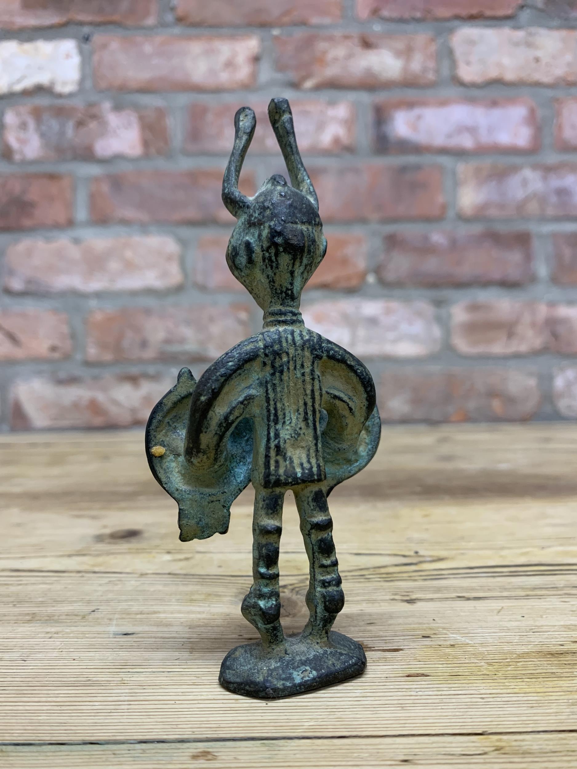Miniature Nuragica Sardinia bronze warrior sculpture, H 13cm - Image 2 of 2