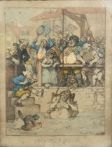 Thomas Rowlandson (1756-1827) - 'Ducking A Scold' colour print, 36 x 26cm, framed